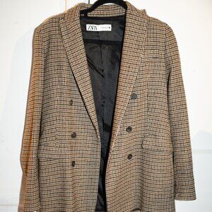 Zara women's blazer in yellow/brown